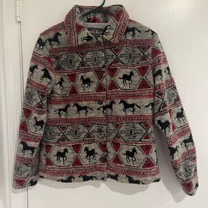 Vintage Horse Print Fleece Jacket Urban Outfitters Western Cottagecore Small